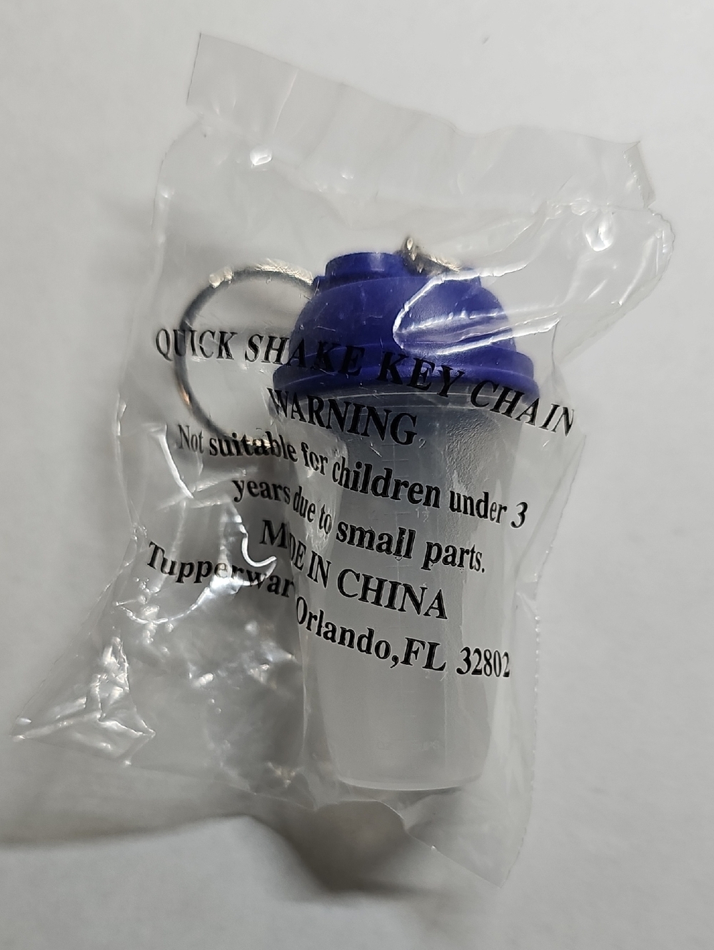 Tupperware Quick Shake Keychain Cup with Blue Lid